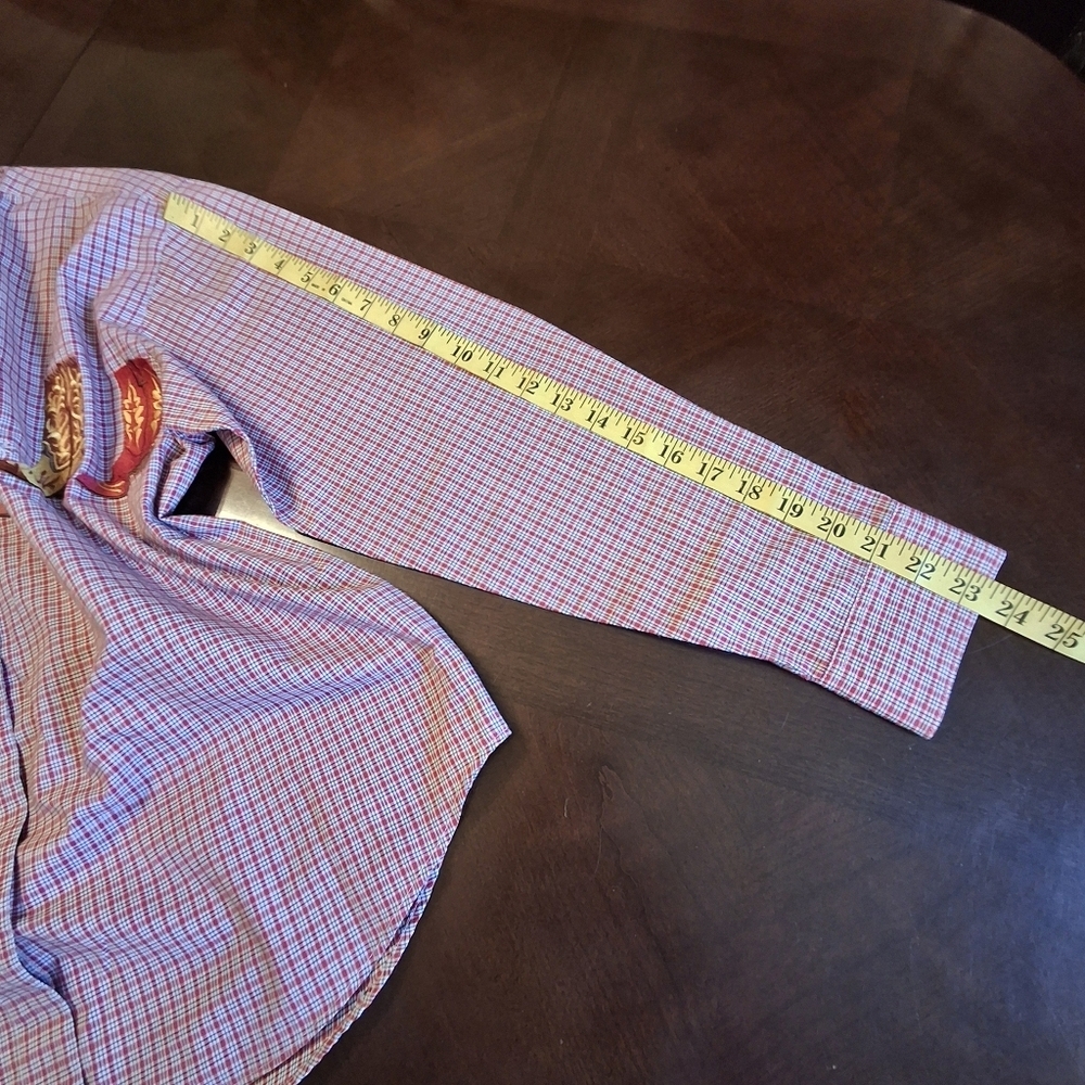 Croquet Thailand Shirt Pink Gingham Embroidered Western Boots Women Size Medium - Picture 13 of 16